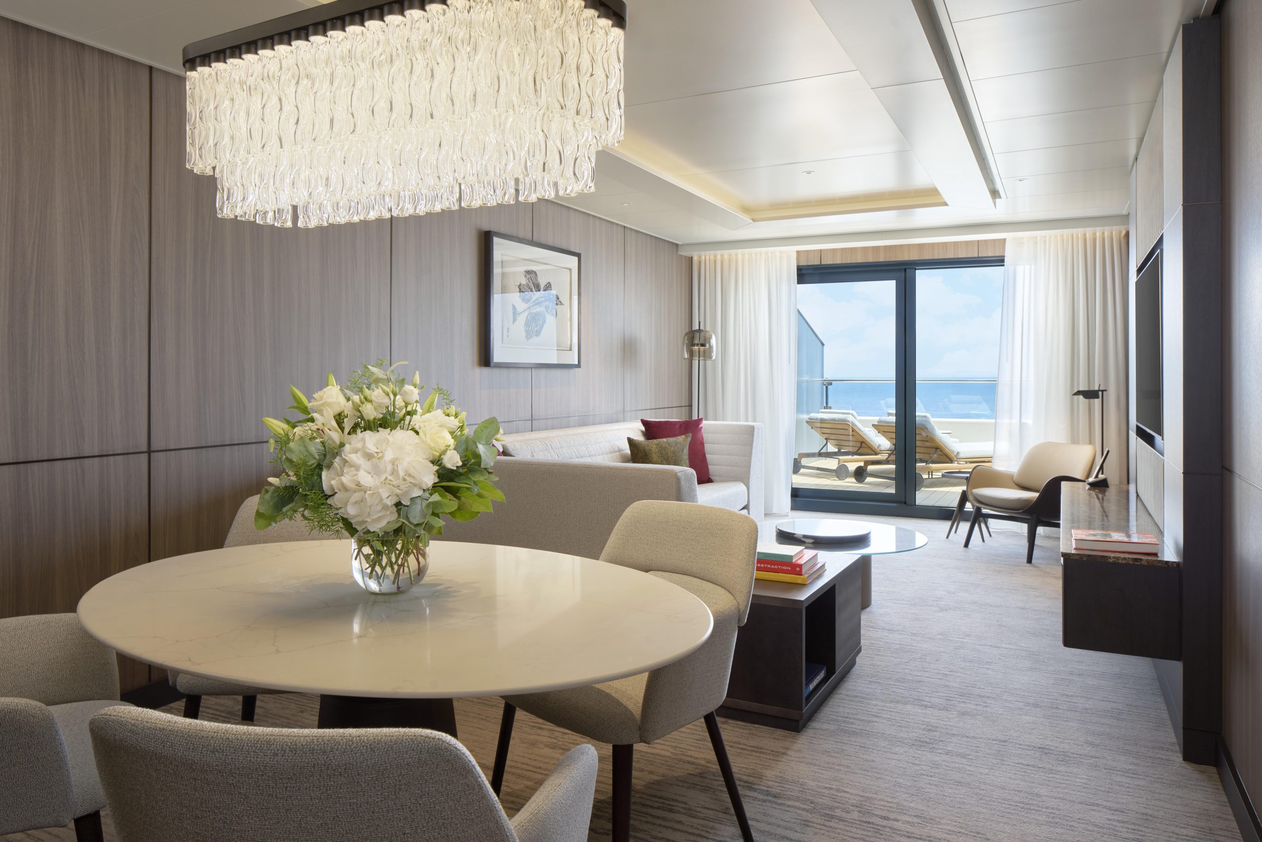 The Concierge Suite on Luminara.

Photographer: Edgardo Contreras; Unlimited, perpetual, exclusive, irrevocable world wide license excluding broadcast and out of home. Shoot date: June 17-26, 2025.