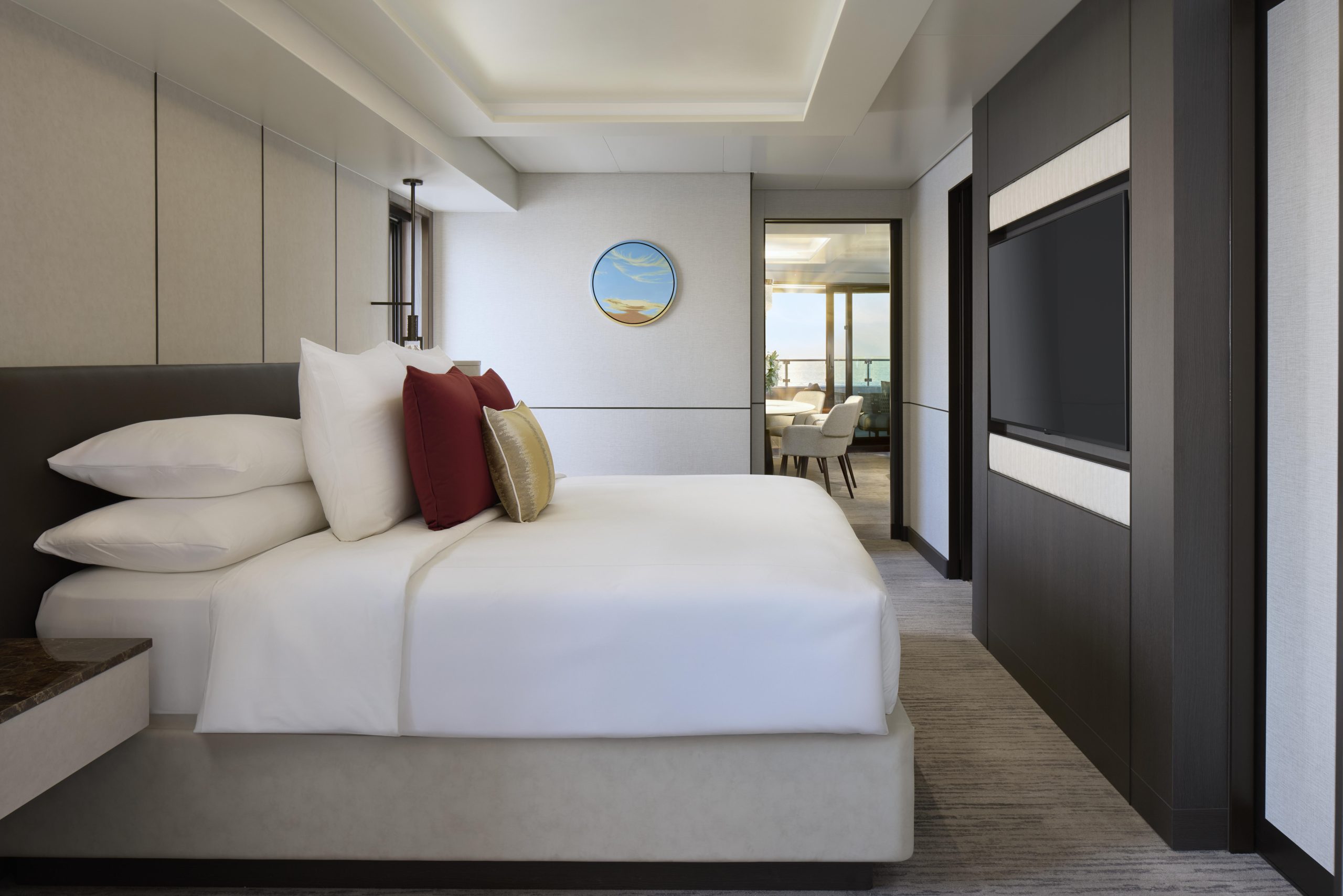 The Owners Suite on Luminara.

Photographer: Edgardo Contreras; Unlimited, perpetual, exclusive, irrevocable world wide license excluding broadcast and out of home. Shoot date: June 17-26, 2025.